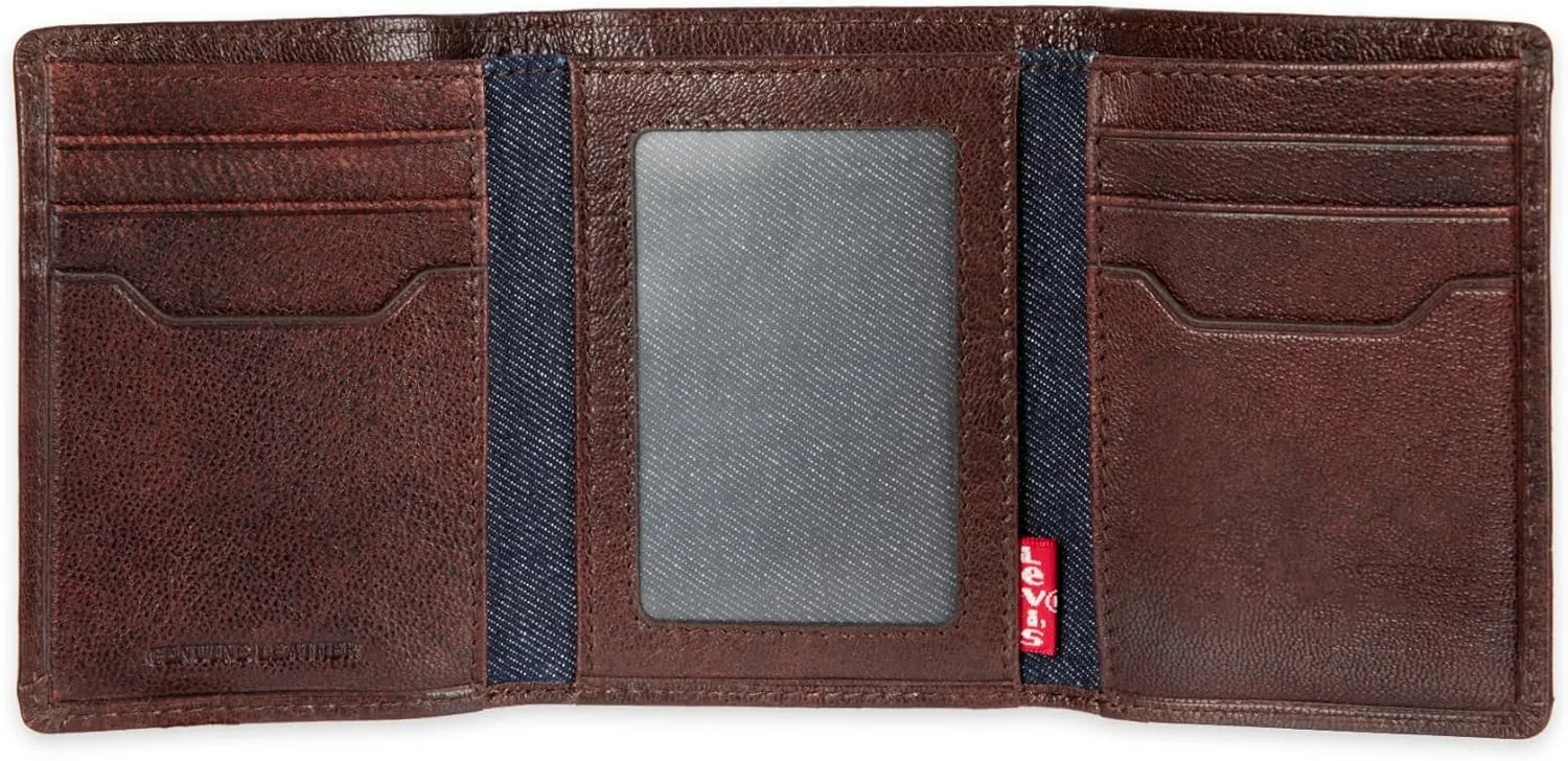 Levi's Men's Trifold Wallet-Sleek and Slim Includes Id Window and Credit Card Holder