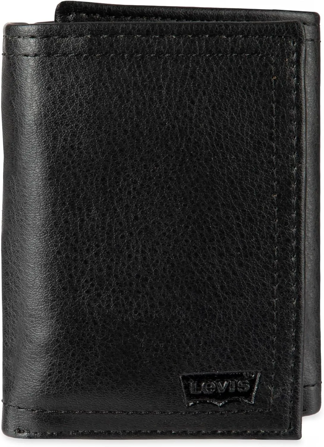 Levi's Men's Trifold Wallet - Sleek and Slim Includes ID Window and Credit Card Holder,Black Embossed Logo