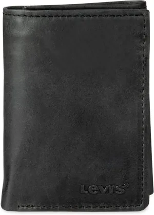 Levi's Men's Trifold Wallet-Sleek Includes Id Window and Credit Card Holder, Black Slim, One Size