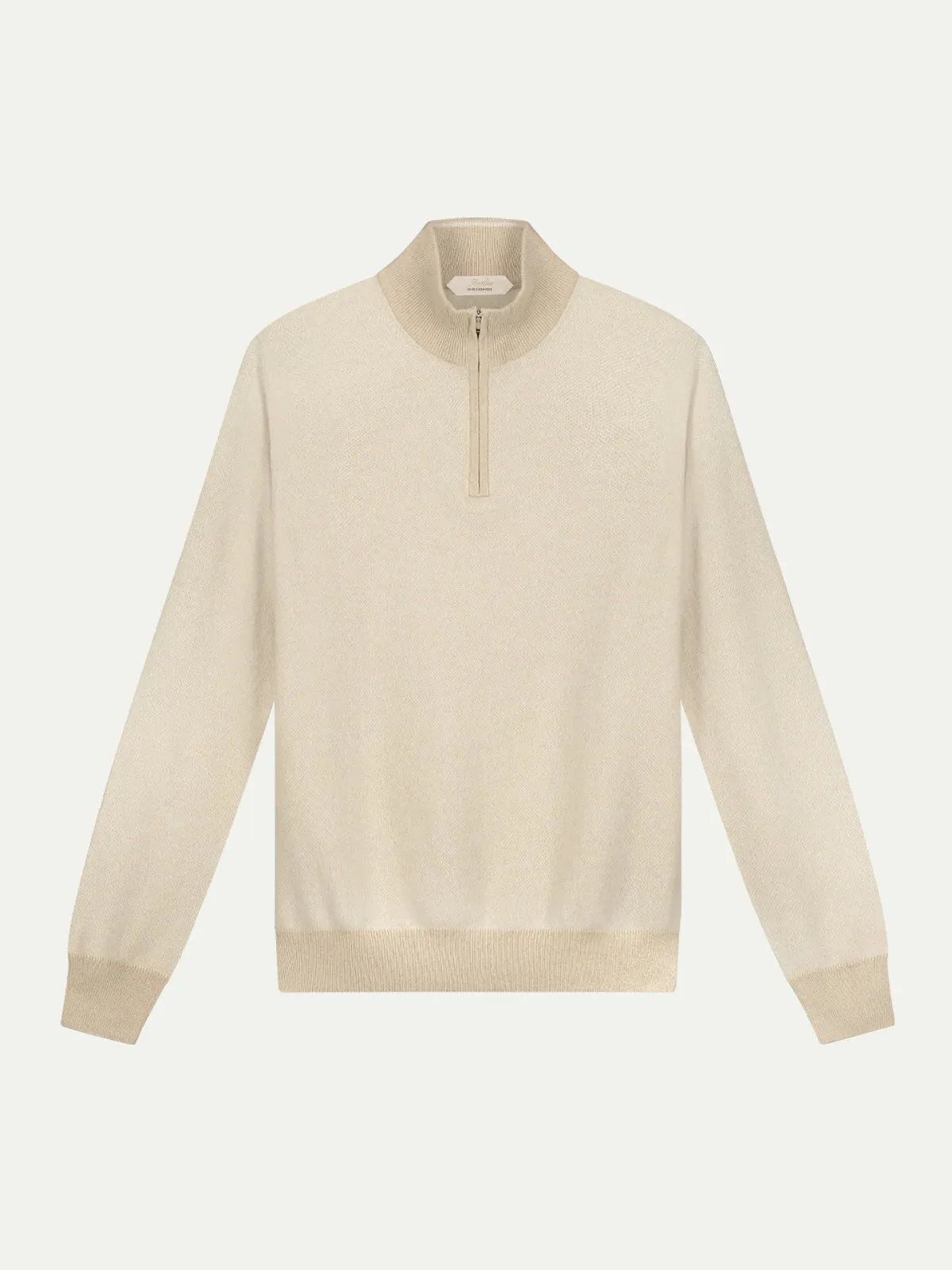 Light Beige Jacquard Zipper Sweater