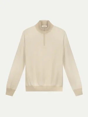 Light Beige Jacquard Zipper Sweater