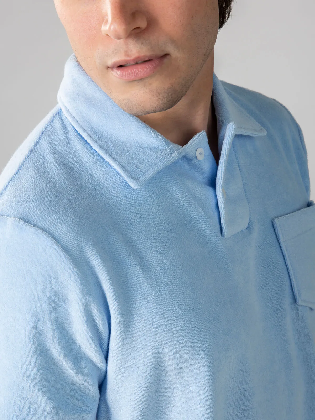 Light Blue Terry Towelling Polo Shirt