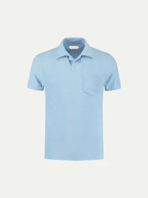 Light Blue Terry Towelling Polo Shirt