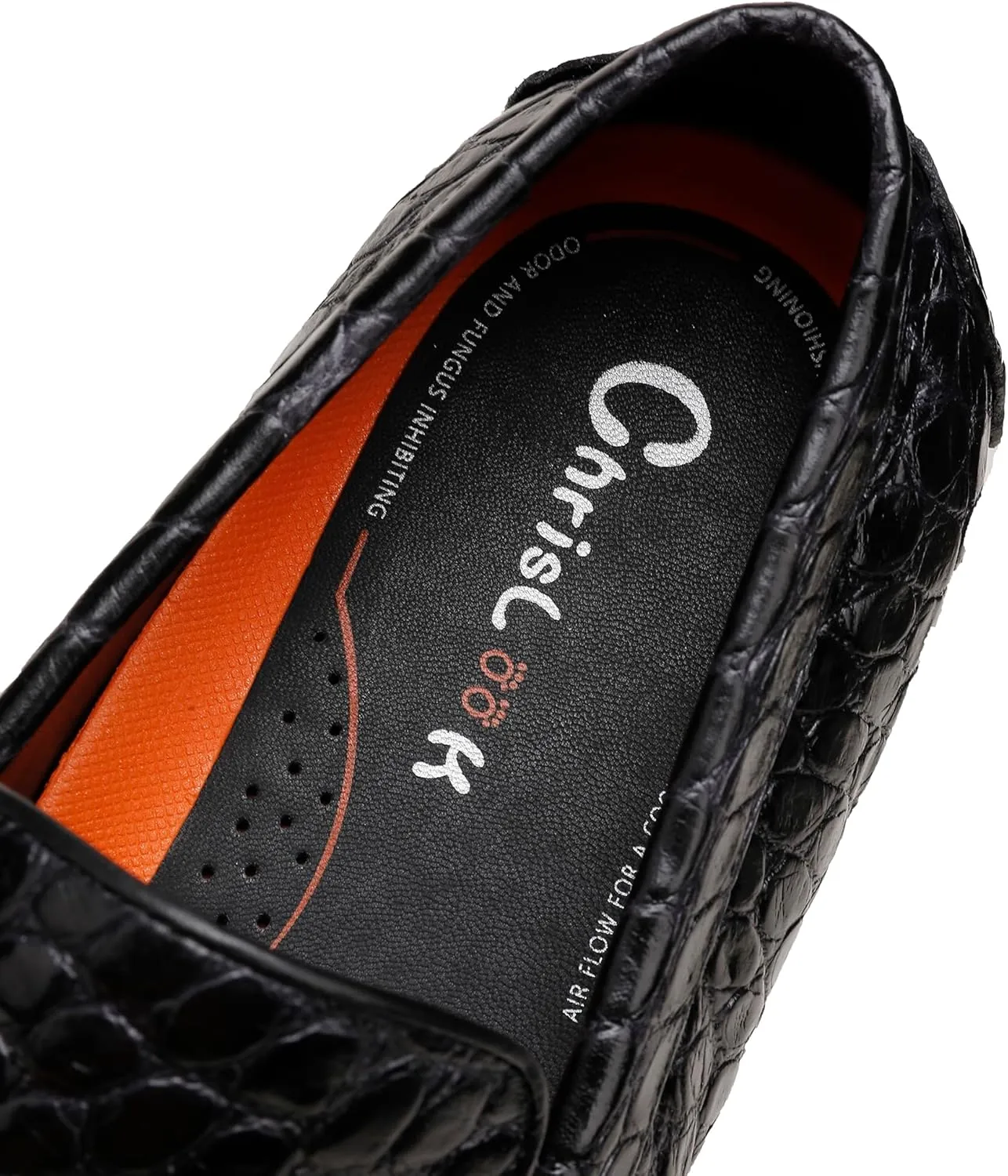 Lightweight Leather Loafers for Men, Crocodile Pattern Causel Slip on Loafers Driving Shoes