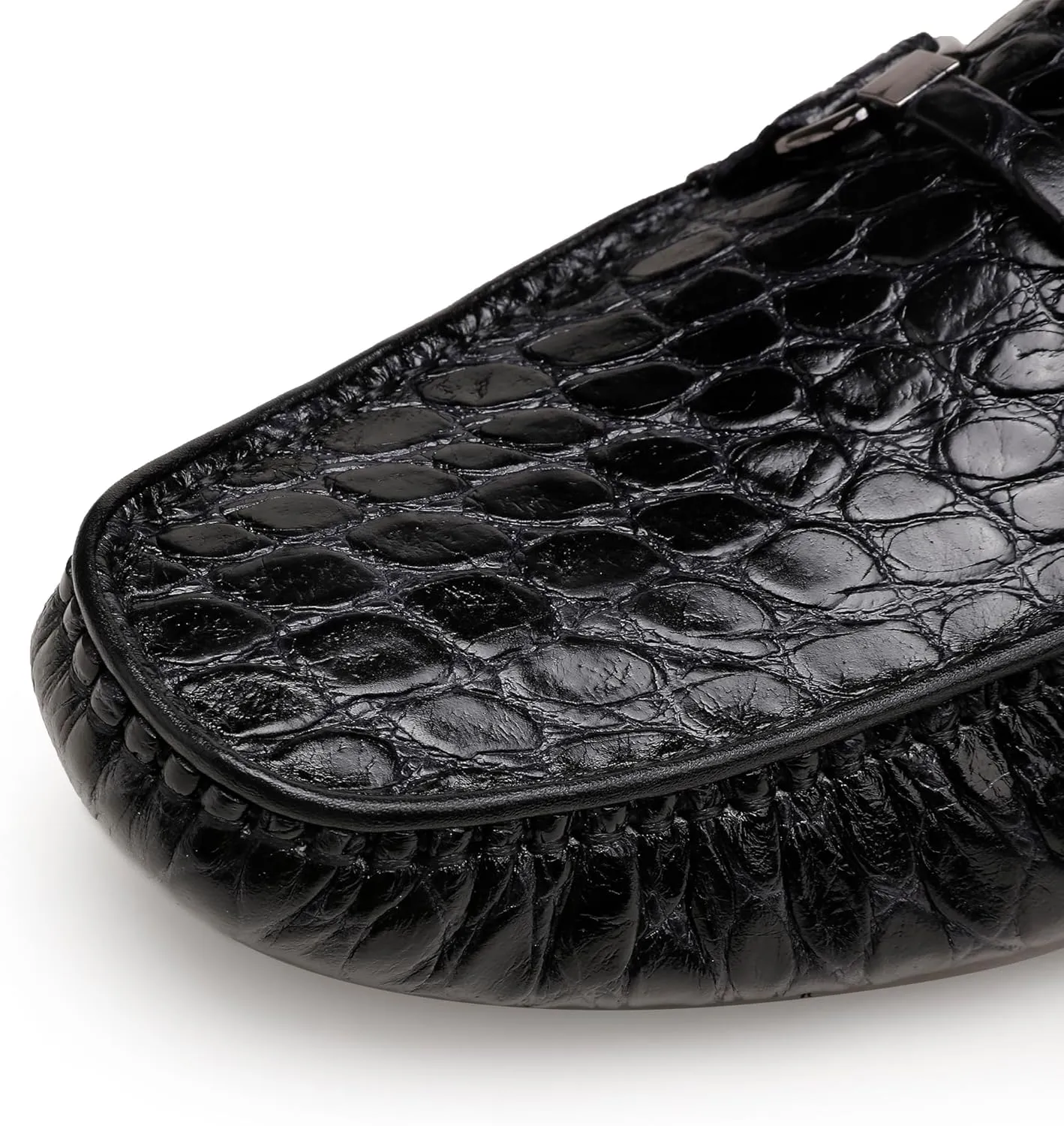 Lightweight Leather Loafers for Men, Crocodile Pattern Causel Slip on Loafers Driving Shoes