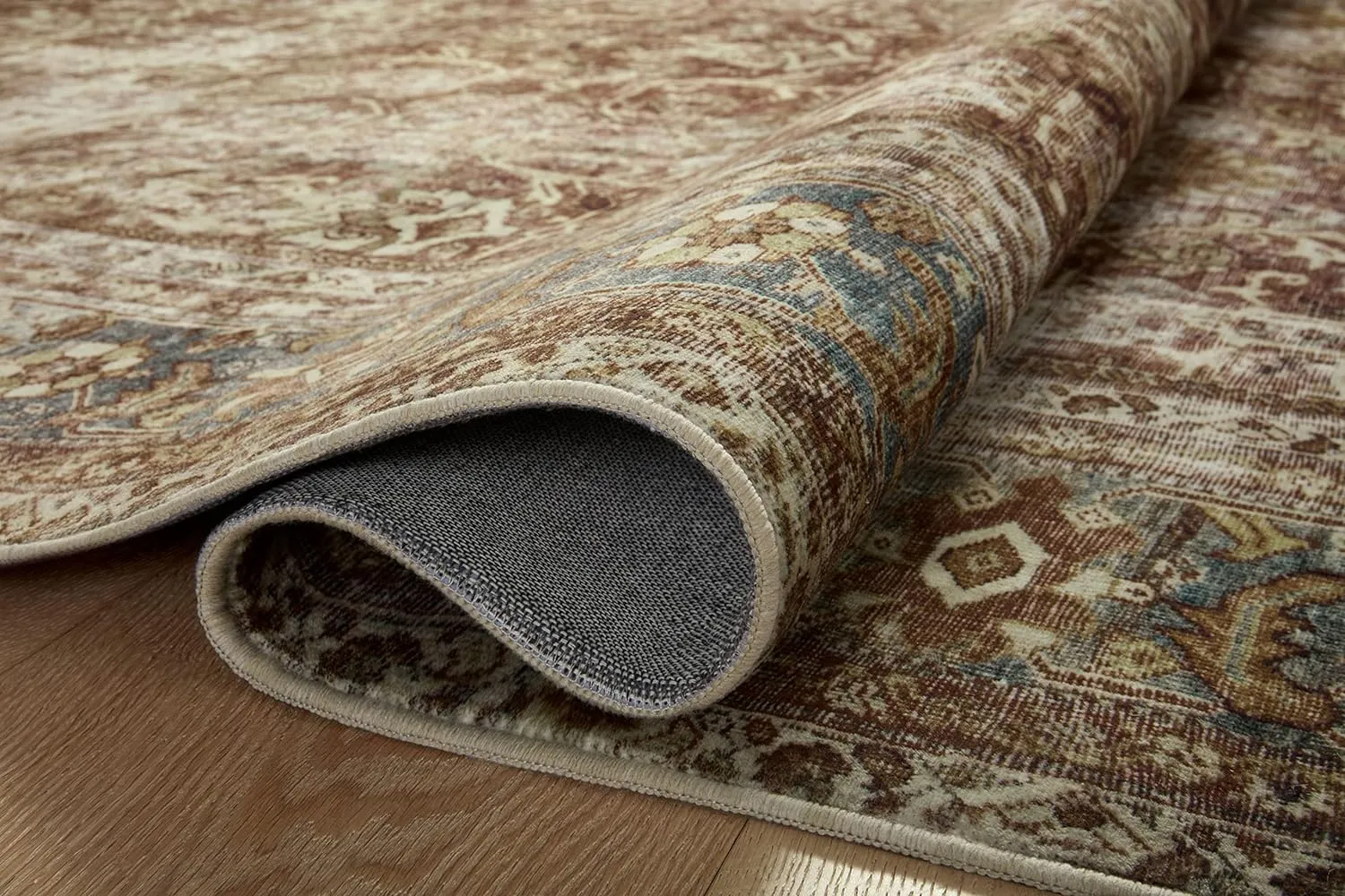 Loloi Magnolia Home by Joanna Gaines Sinclair Collection SIN-01 Rust/Lagoon 8'-6" x 11'-6", .25" Pile Height, Machine Washable, Area Rug