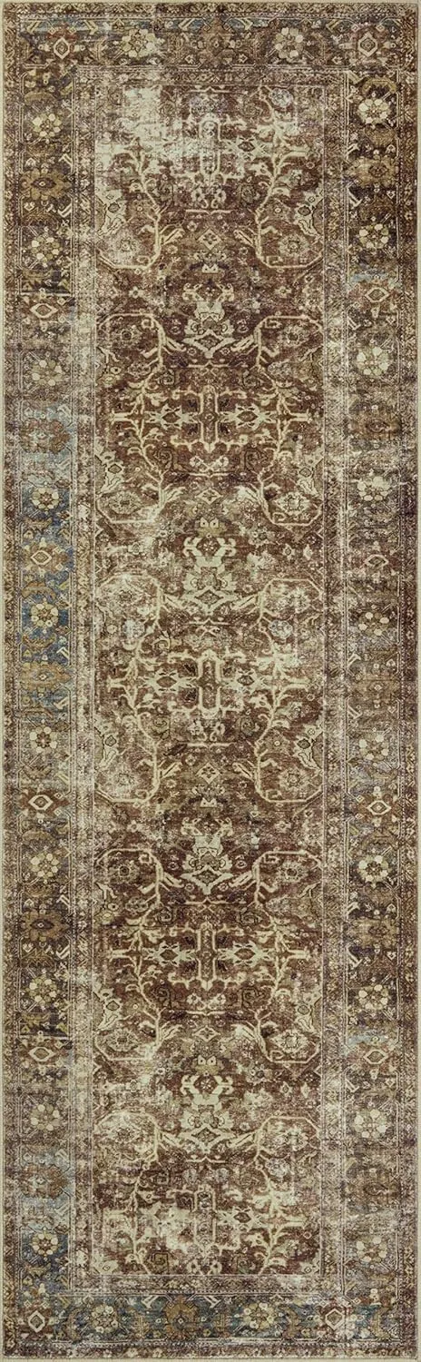 Loloi Magnolia Home by Joanna Gaines Sinclair Collection SIN-01 Rust/Lagoon 8'-6" x 11'-6", .25" Pile Height, Machine Washable, Area Rug