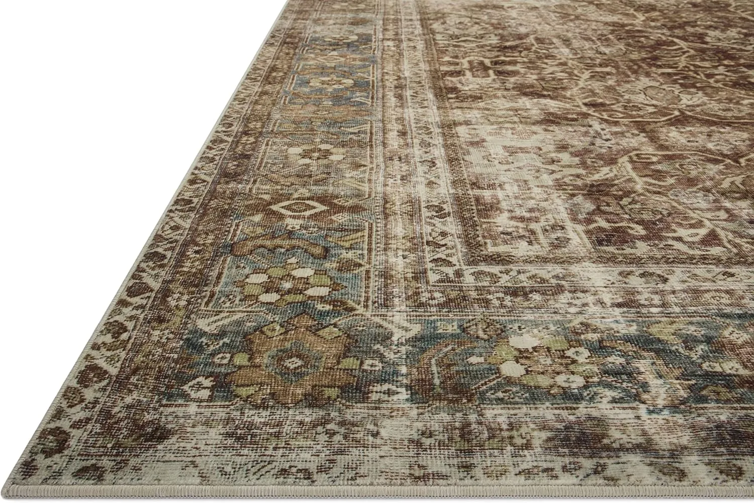 Loloi Magnolia Home by Joanna Gaines Sinclair Collection SIN-01 Rust/Lagoon 8'-6" x 11'-6", .25" Pile Height, Machine Washable, Area Rug