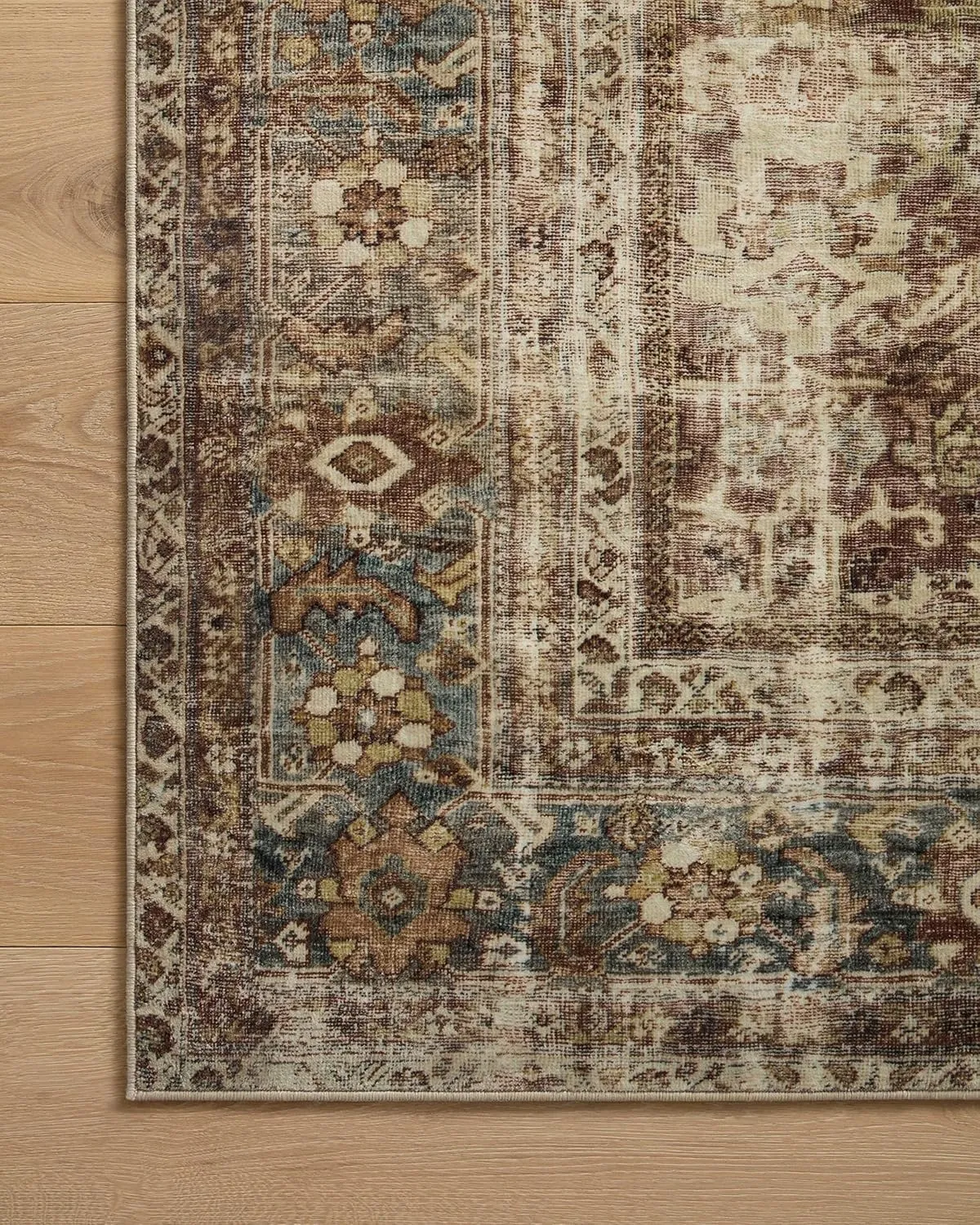 Loloi Magnolia Home by Joanna Gaines Sinclair Collection SIN-01 Rust/Lagoon 8'-6" x 11'-6", .25" Pile Height, Machine Washable, Area Rug