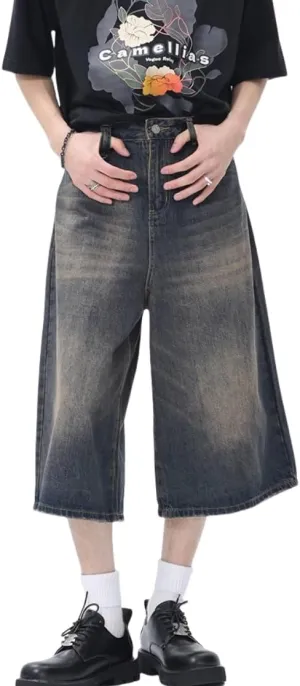 Long Jorts Y2k Hip Hop Jean Shorts Men Baggy Denim Shorts Loose Casual Vintage Wide Leg Designer Skater Shorts