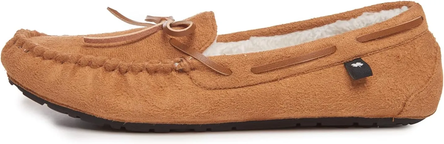 Lucky Brand Mens Micro-Suede Moccasin Slippers with Faux Sherpa Lining