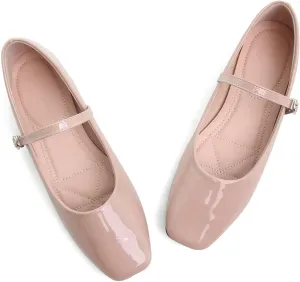 LUXINYU Women's Slip on Flats,Classy Round Toe Solid Classic Mary Jane Ballet Dance Shoes Soft Comfortable PU Flat Shoes
