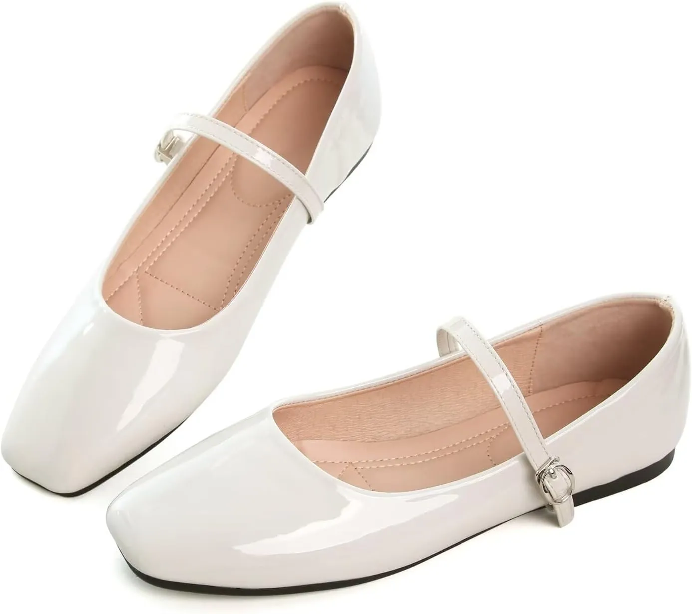 LUXINYU Women's Slip on Flats,Classy Round Toe Solid Classic Mary Jane Ballet Dance Shoes Soft Comfortable PU Flat Shoes