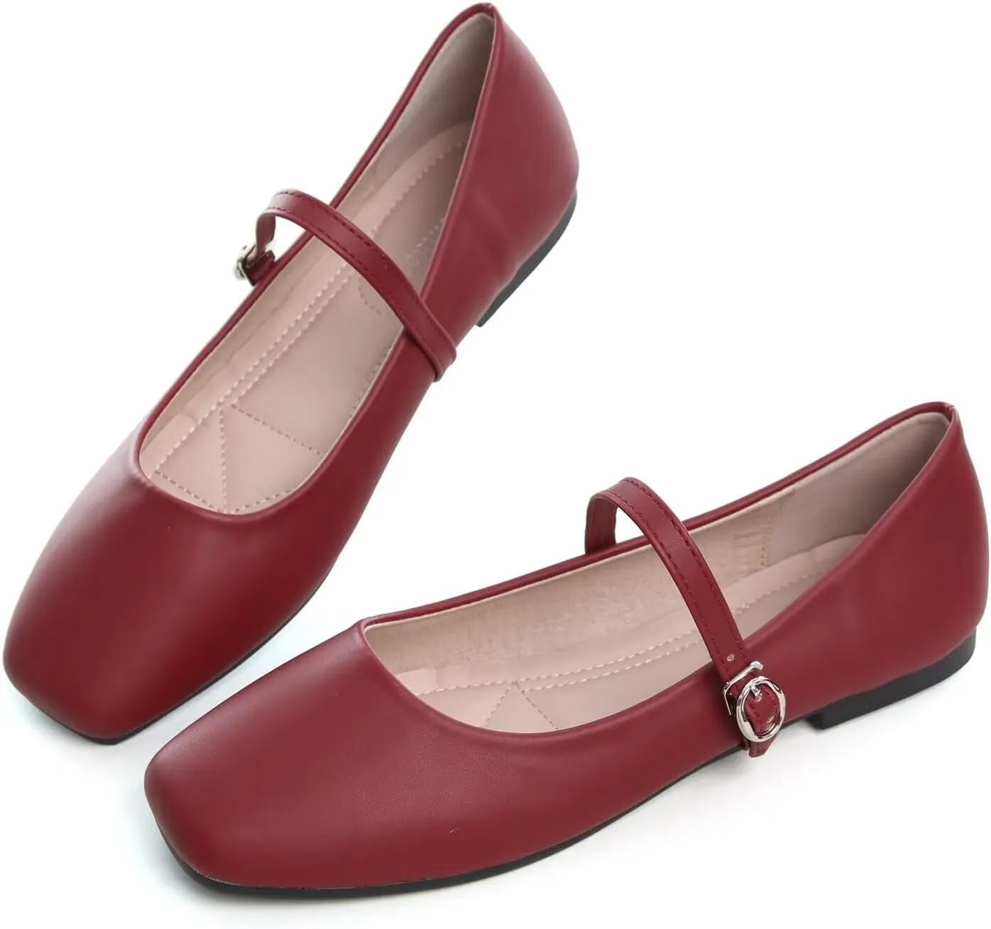 LUXINYU Women's Slip on Flats,Classy Round Toe Solid Classic Mary Jane Ballet Dance Shoes Soft Comfortable PU Flat Shoes