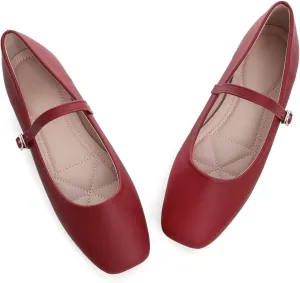 LUXINYU Women's Slip on Flats,Classy Round Toe Solid Classic Mary Jane Ballet Dance Shoes Soft Comfortable PU Flat Shoes