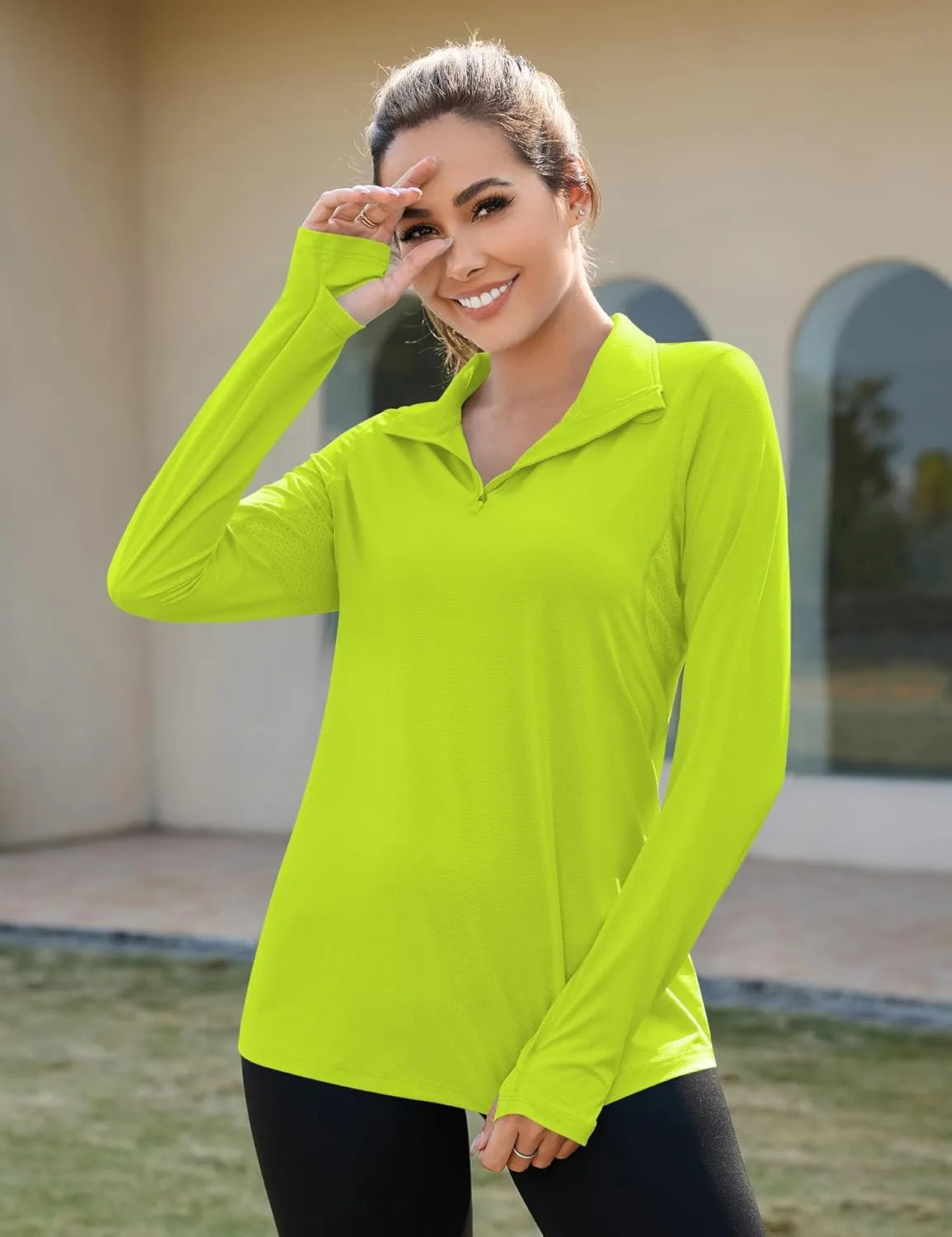 LUYAA Womens 1/4 zip UPF 50  Sun Shirt SPF Long Sleeve Lightweight UV Protection Clothing Hiking Fishing Outdoor