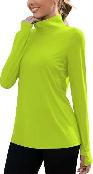 LUYAA Womens 1/4 zip UPF 50  Sun Shirt SPF Long Sleeve Lightweight UV Protection Clothing Hiking Fishing Outdoor