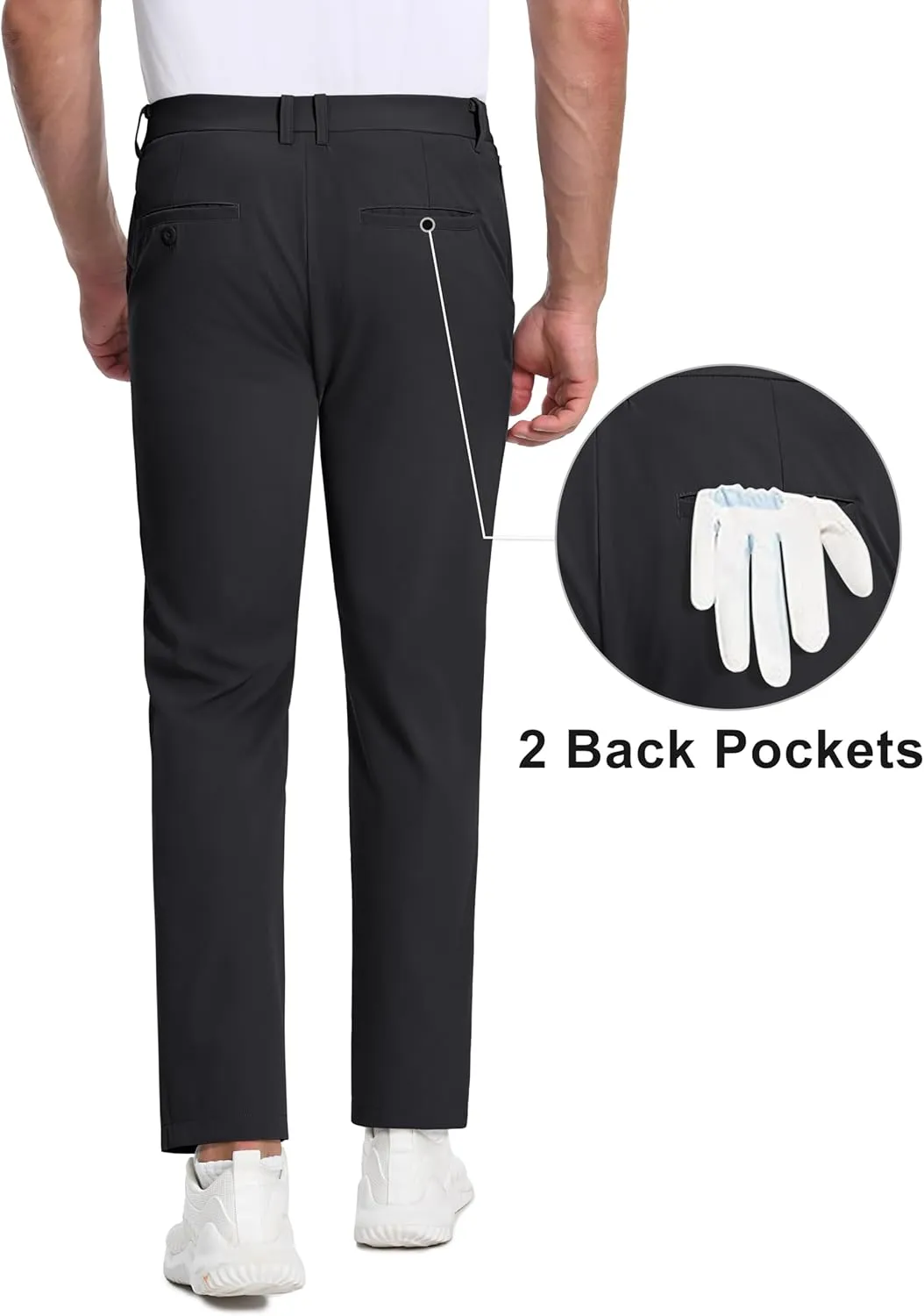 MAGCOMSEN Mens Golf Pants Stretch Dress Pants Quick Dry Water Resistant Lightweight Flat Front Work Pants Moisture Wicking