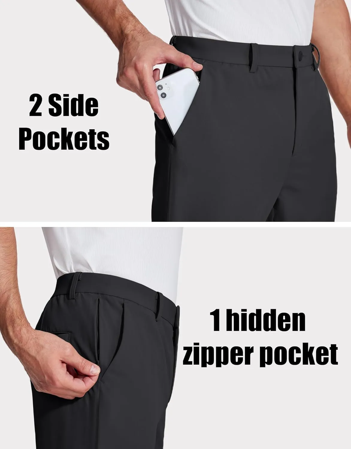 MAGCOMSEN Mens Golf Pants Stretch Dress Pants Quick Dry Water Resistant Lightweight Flat Front Work Pants Moisture Wicking