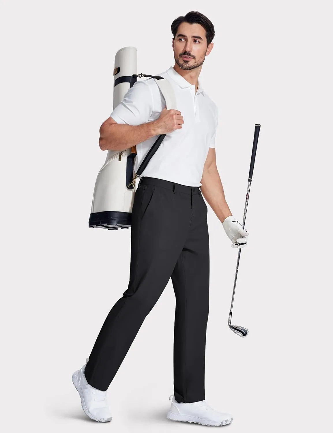 MAGCOMSEN Mens Golf Pants Stretch Dress Pants Quick Dry Water Resistant Lightweight Flat Front Work Pants Moisture Wicking