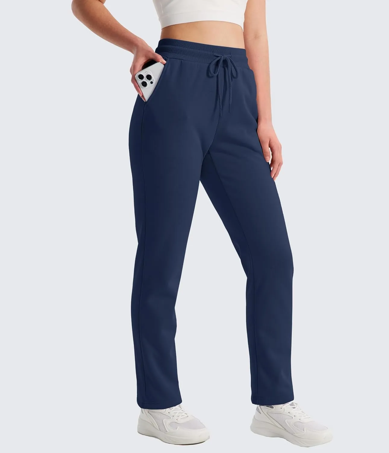 MAGCOMSEN Women's Sherpa Lined Sweatpants Winter Warm Fleece Pants Water Resistant Thermal Pants for Lounge Outdoor Snow