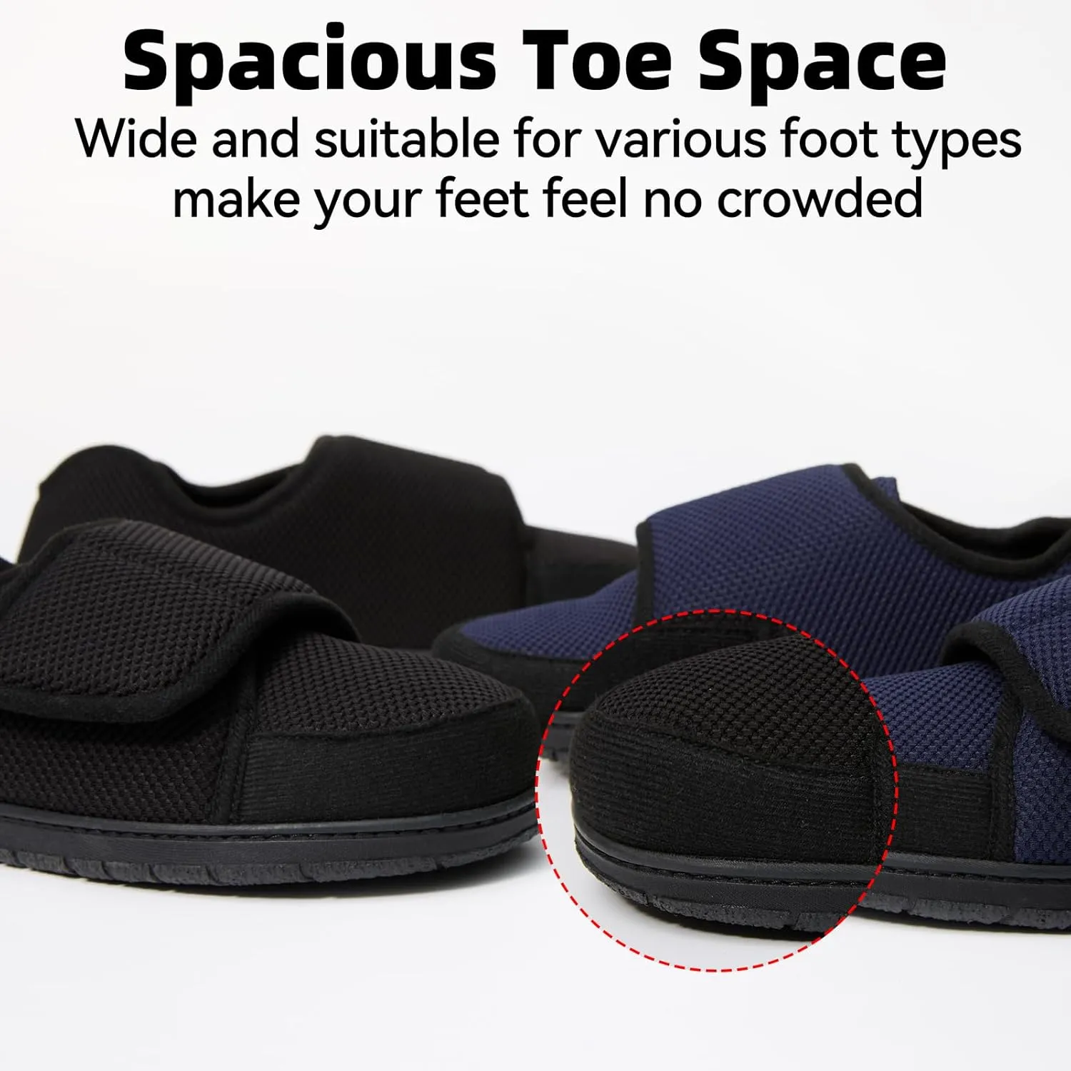 Magtoe Men's Adjustable Indoor Slippers Memory Foam Diabetic Home Shoes for Swollen Wide Feet Insole Removable