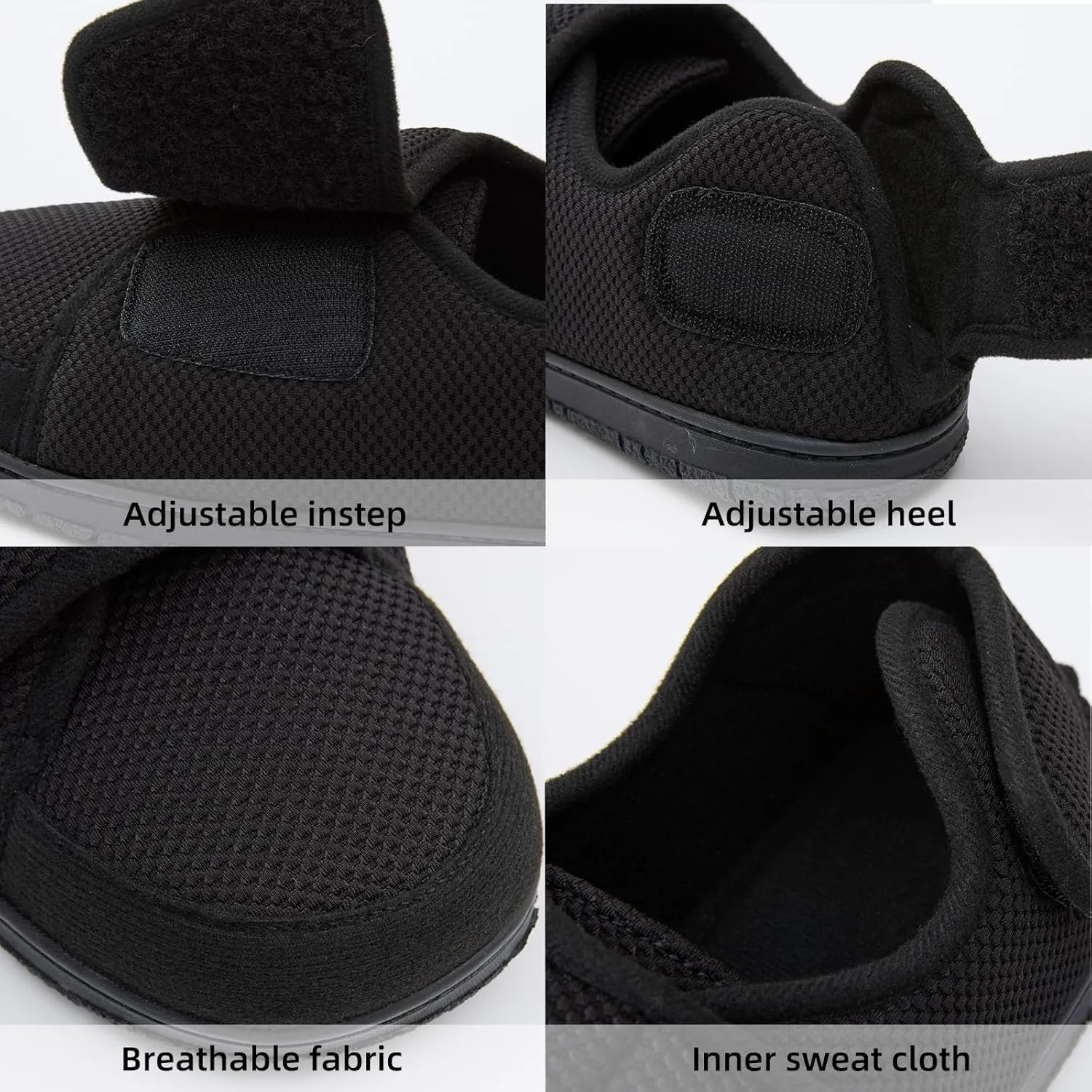 Magtoe Men's Adjustable Indoor Slippers Memory Foam Diabetic Home Shoes for Swollen Wide Feet Insole Removable