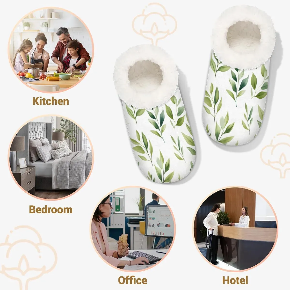 Maple Leaves Rustic Soft Home Slippers for Women Lightweight Men's House Shoes Women's Slippers