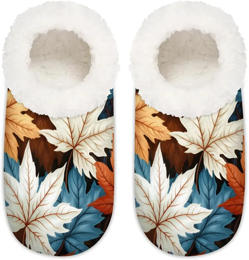 Maple Leaves Rustic Soft Home Slippers for Women Lightweight Men's House Shoes Women's Slippers