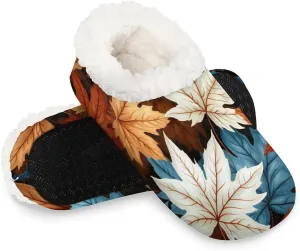 Maple Leaves Rustic Soft Home Slippers for Women Lightweight Men's House Shoes Women's Slippers