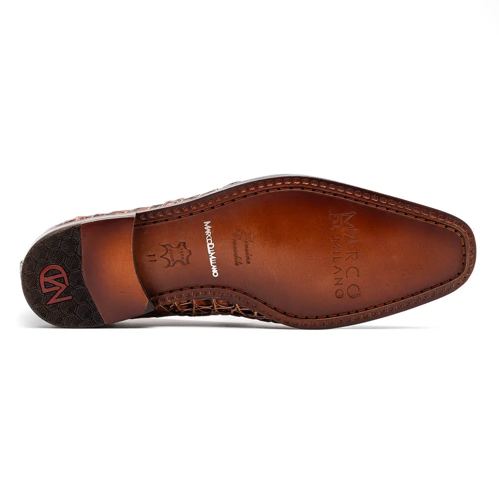 Marco Di Milano Trento in Rustic Cognac Caiman Crocodile Loafers