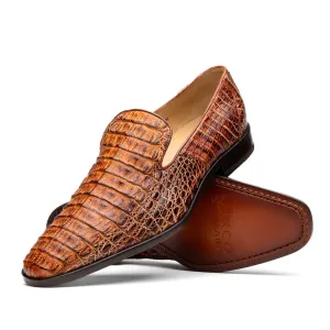 Marco Di Milano Trento in Rustic Cognac Caiman Crocodile Loafers