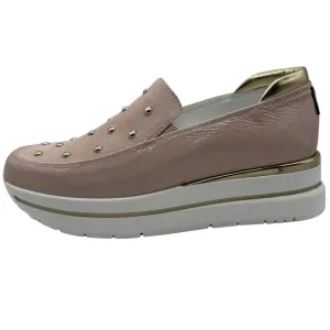 Marco Moreo Pale Pink Wedge Loafers with Stud Detail