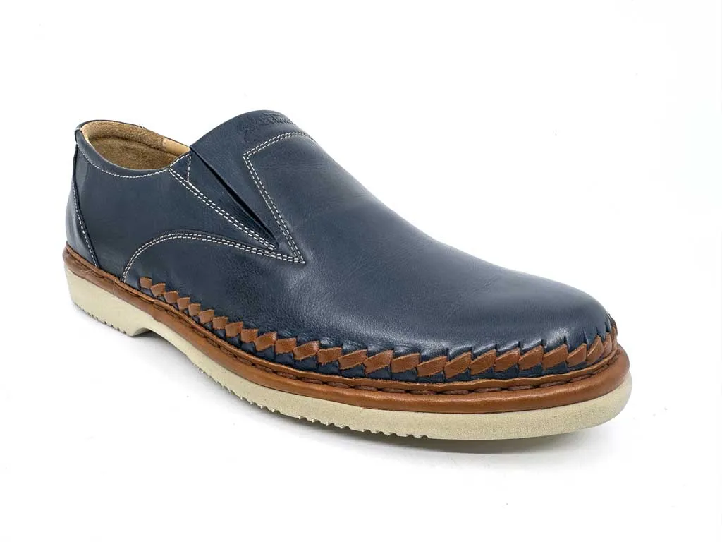 Marlo Navy Men's Leather Driver Shoes