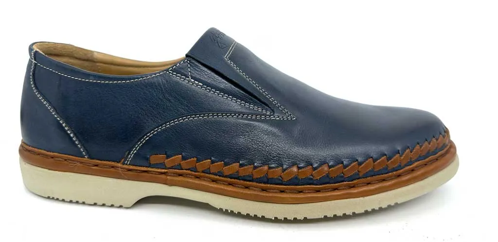 Marlo Navy Men's Leather Driver Shoes