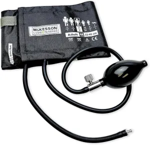 McKesson LUMEON Blood Pressure Cuff and Bulb, Black, Adult Medium, 23 cm to 40 cm, 1 Count