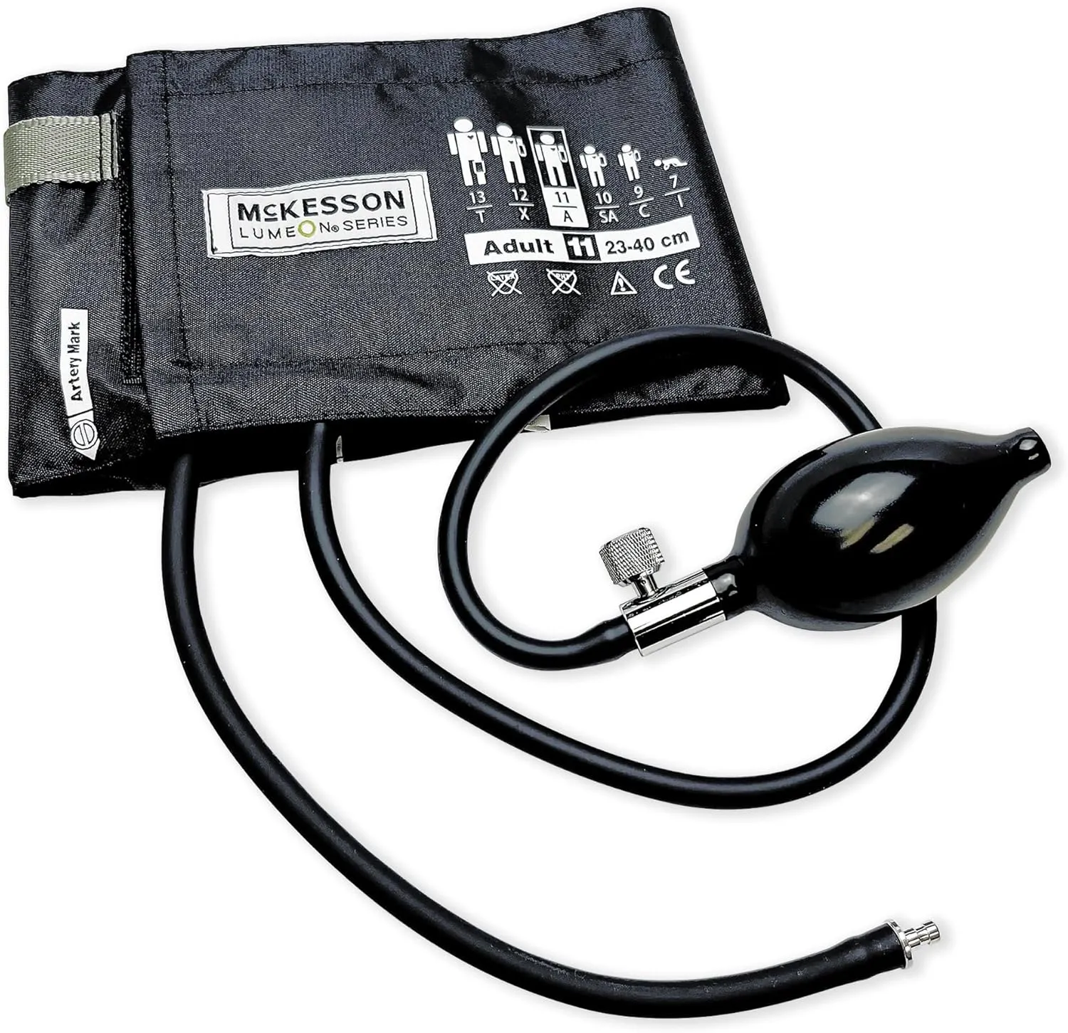 McKesson LUMEON Blood Pressure Cuff and Bulb, Black, Adult Medium, 23 cm to 40 cm, 1 Count