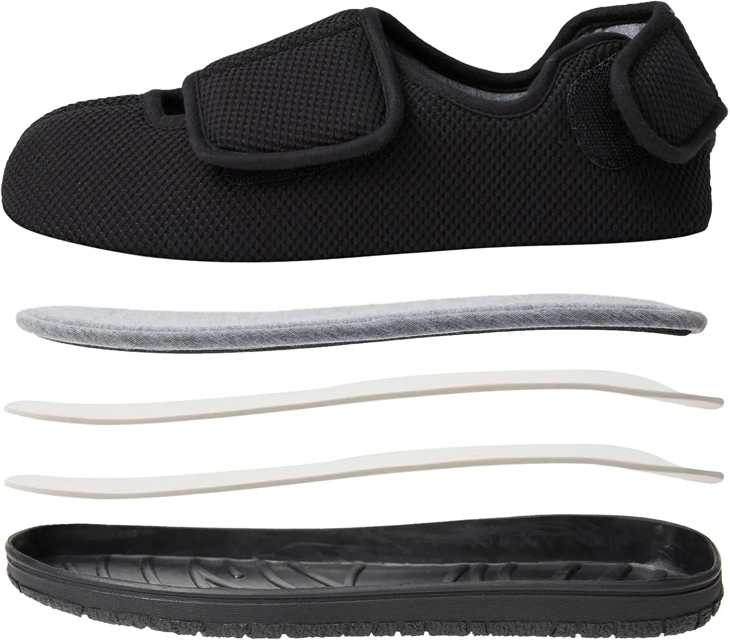Men Adjustable Velcro Slippers Breathable Adjust Closure Diabetic Walking Shoes for Men Extra Wide Width for Swollen Feet All Season Wear Black DarkBlue US8-US13
