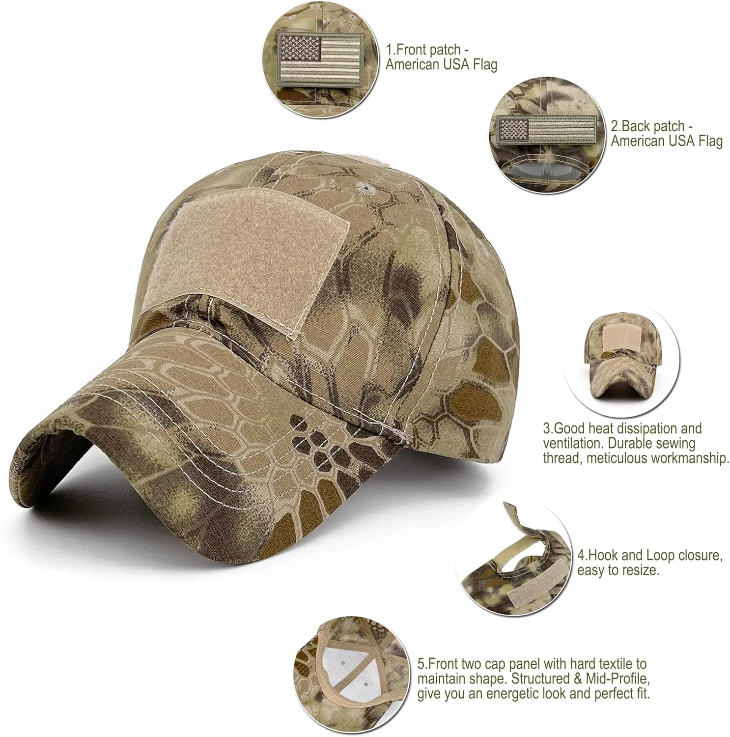 Men American Flag Patch Tactical Camo Baseball Cap Women USA Flag Military Army Patriotic Operator Camouflage Hat