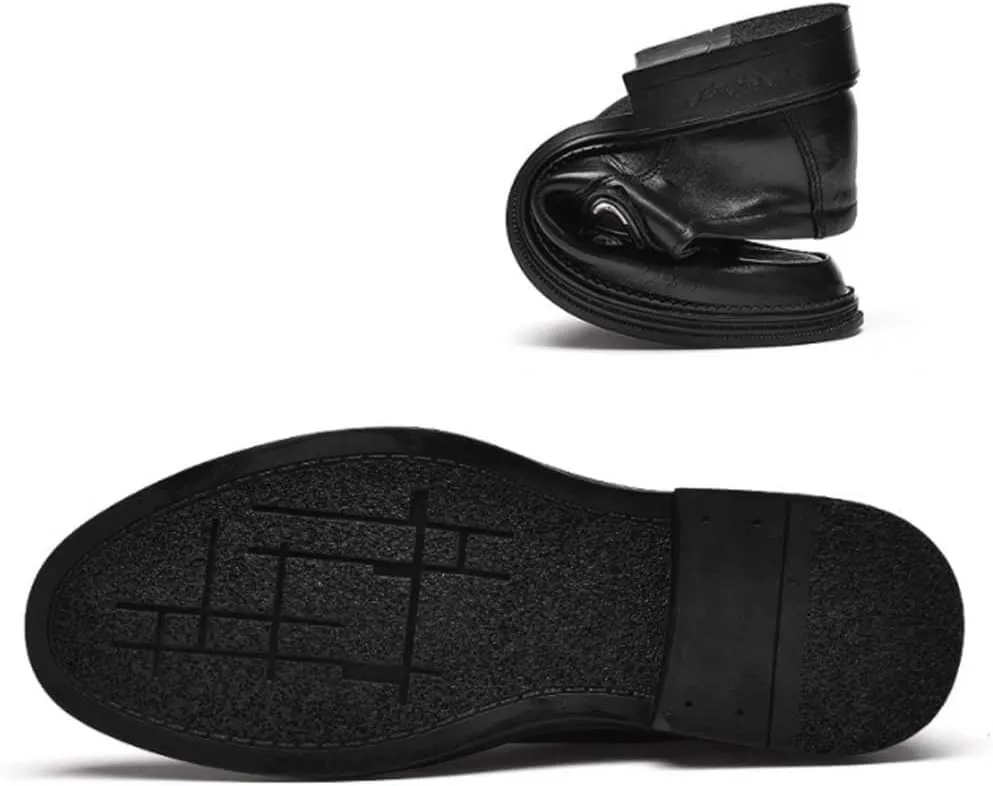 Men Leather Oxford Dress Shoes Slip On Pointed Toe Wedding Party Formal Fashion Comfortable