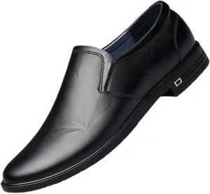 Men Leather Oxford Shoes Slip On Breathable British Style Low Cut Leisure Official Party Trendy Comfortable