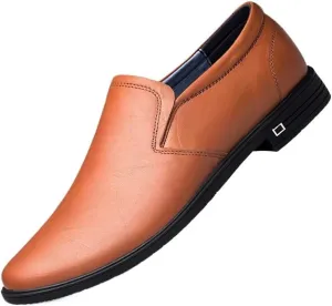 Men Leather Oxford Shoes Slip On Breathable British Style Low Cut Leisure Official Party Trendy Comfortable