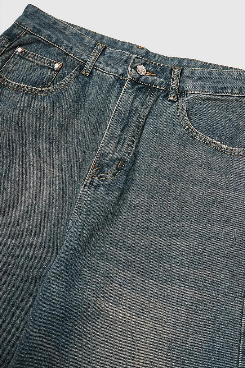 Men's Baggy Jeans Wide Leg Solid Color Y2k Denim Pants Streetwear Loose Fit Trousers
