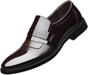 Mens Black Leather Loafers Slip On Lightweight Formal Dress Shoes Premium Comfortable Loafers