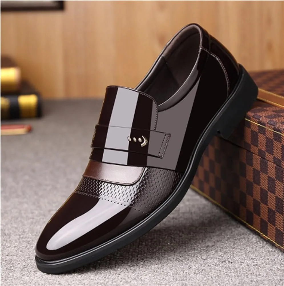 Mens Black Leather Loafers Slip On Lightweight Formal Dress Shoes Premium Comfortable Loafers