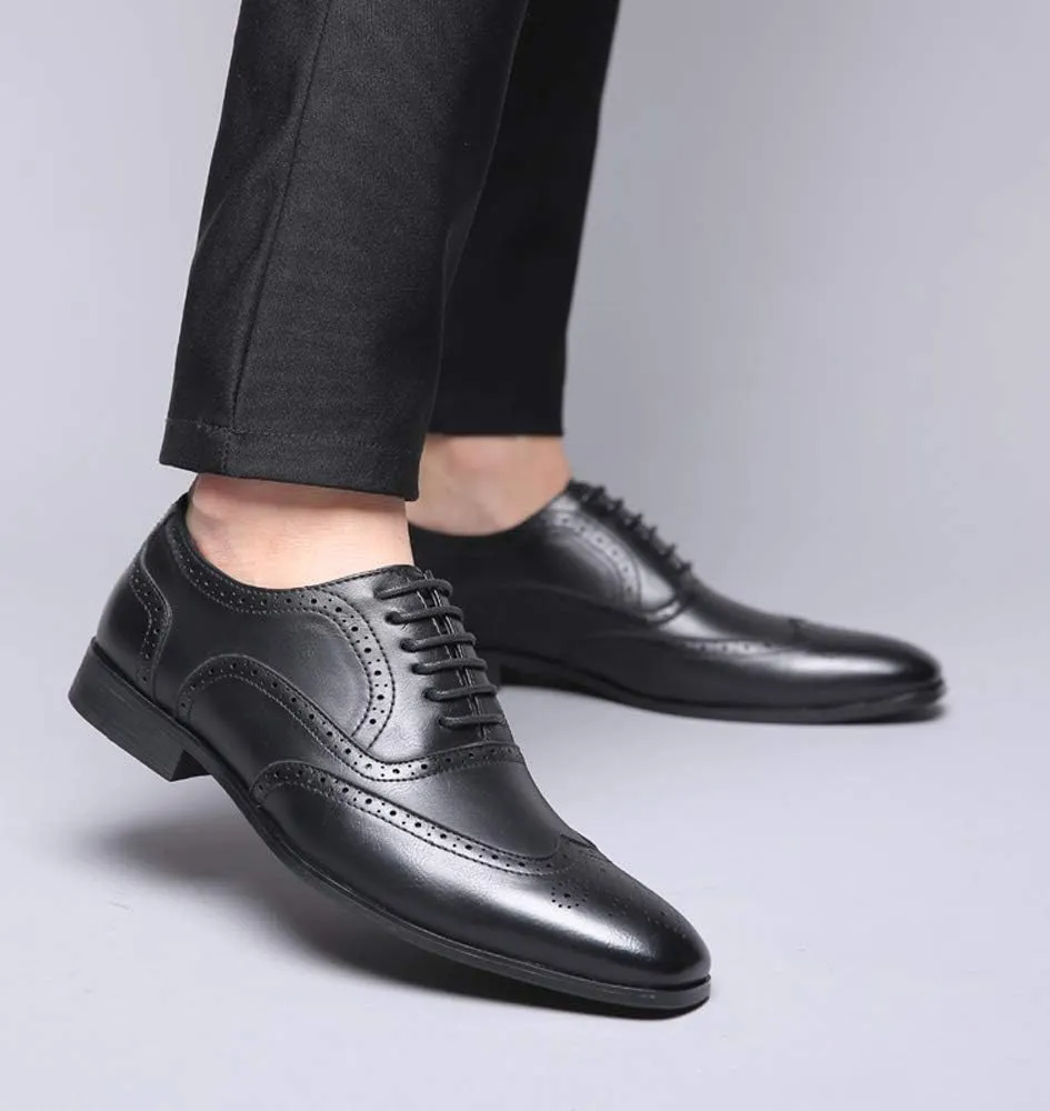 Mens Brogue Oxford, Lace-up Wingtip Dress Shoes,Formal Lace Up Shoes for Men
