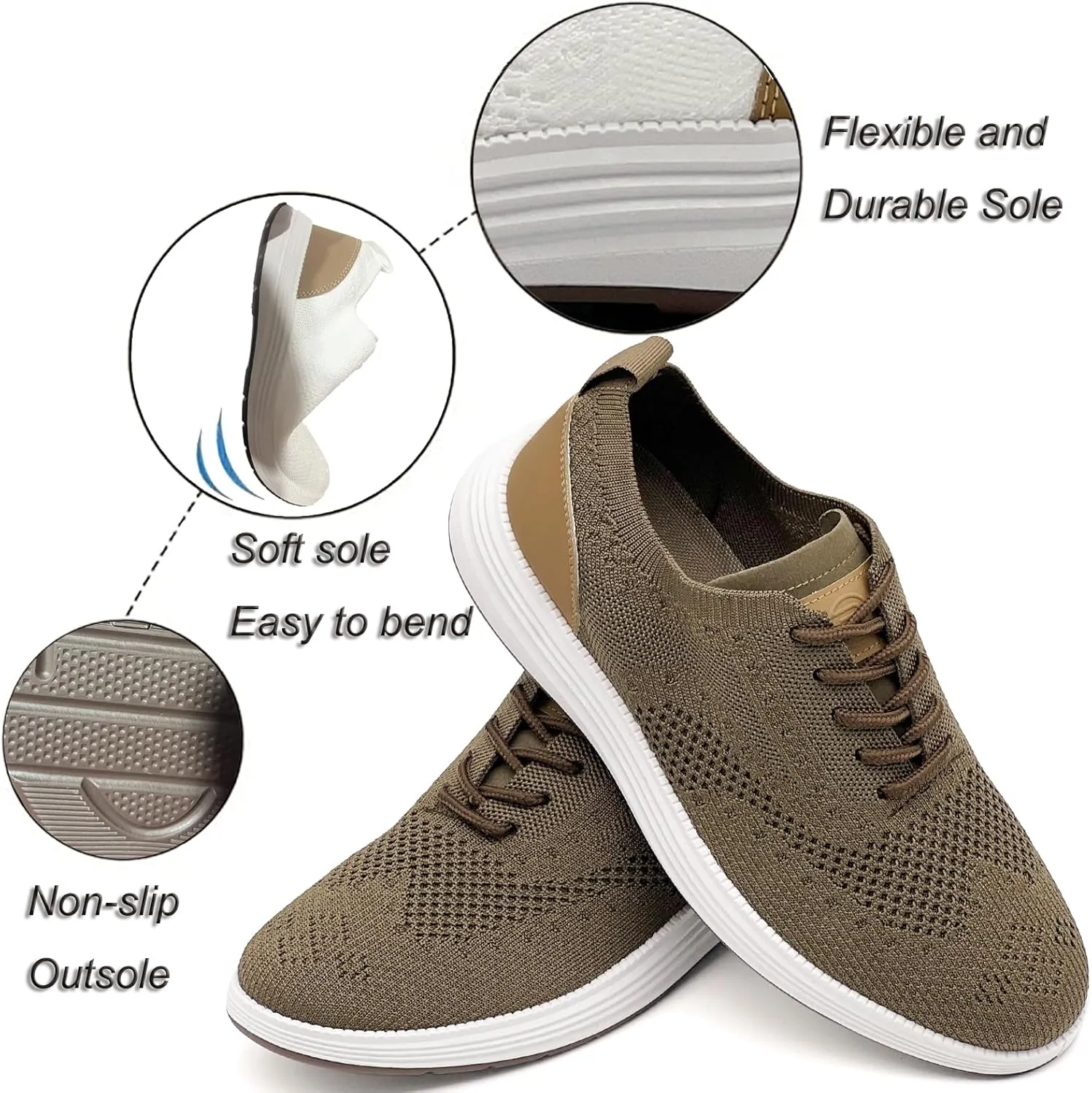 Men's Casual Dress Sneakers Oxfords Lace-Up Mesh Breathable Lightweight Fashion Walking Shoes Tennis Comfortable