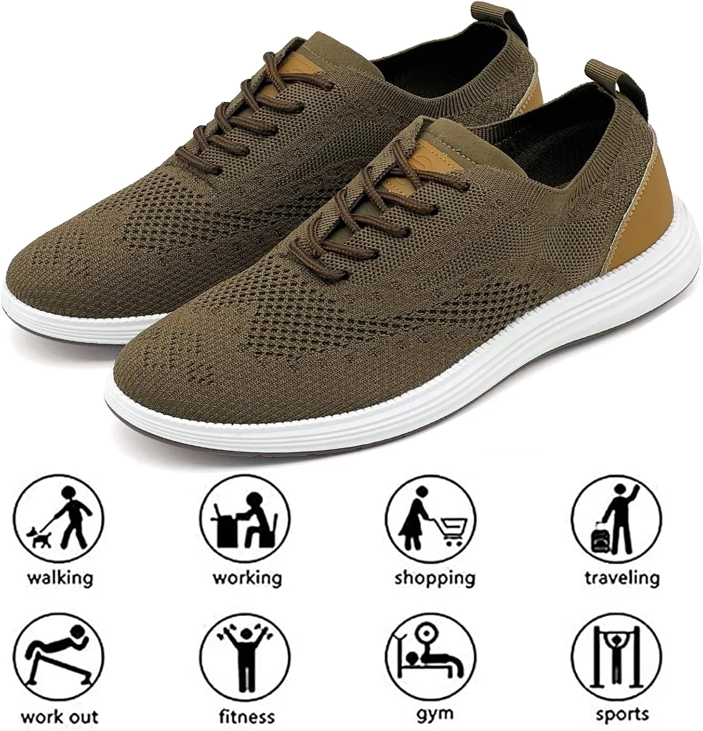 Men's Casual Dress Sneakers Oxfords Lace-Up Mesh Breathable Lightweight Fashion Walking Shoes Tennis Comfortable