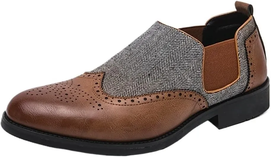 Men's Casual Oxford Shoes Leather Slip On Loafers Business Flats Trendy Moccasins Dress Sneakers Comfortable