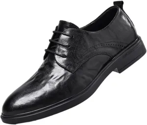 Men's Classic Brogue Wingtip Oxfords - Soft Soled Formal Leather Shoes for Business & Wedding Events
